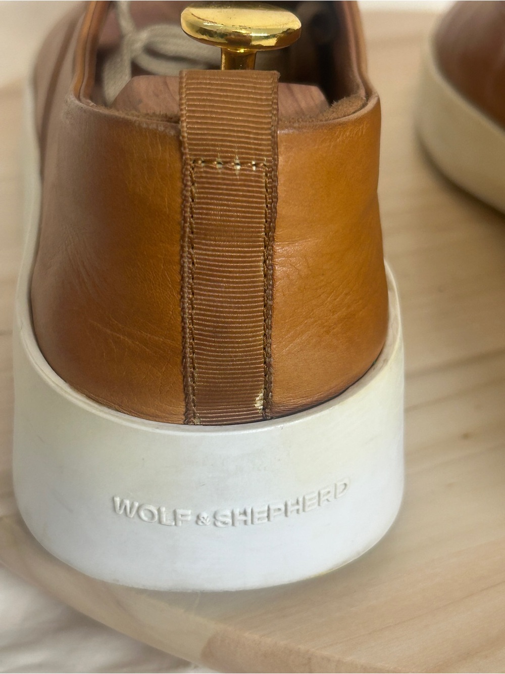 Wolf & Shepherd Men’s Cruise Brown Leather Lace-Up Sneakers White Sole US 12 - Picture 5 of 9